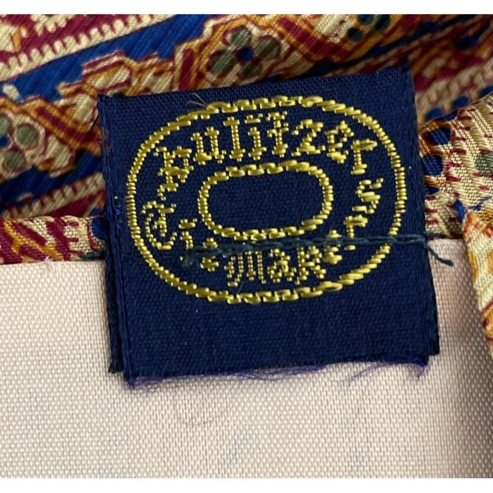 Vintage Pulitzer Tie Makers Grodins Genuine 100% Silk Wide Yellow Paisley